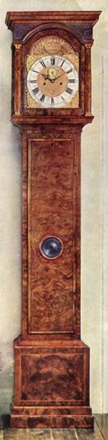 Long-Case Clocks of the Eighteenth Century - Early arch dial clock. Walnut case 1947. Creator: Unknown