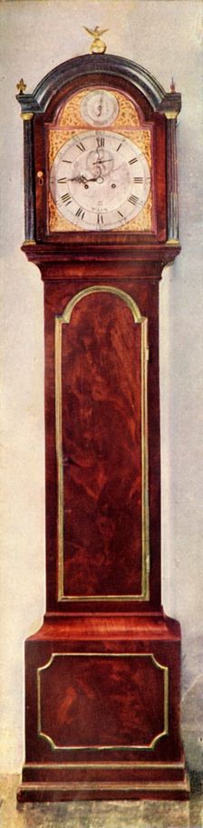 Long-Case Clocks of the Eighteenth Century - Twelve-inch arch dial clock in Mahogany case 1947. Creator: Unknown