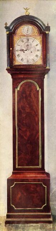 Long-Case Clocks of the Eighteenth Century - Twelve-inch arch dial clock in Mahogany case 1947. Creator: Unknown