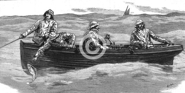 'Long-line fishing in the North Sea, Hauling the lines', 1886.  Creator: Unknown.