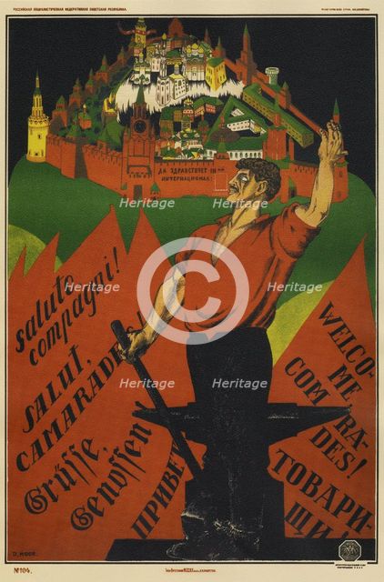 Long live the 3rd International!, 1920. Artist: Moor, Dmitri Stachievich (1883-1946)
