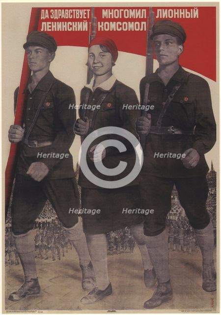 Long live the multi-million-member Leninist Komsomol, 1932. Artist: Klutsis, Gustav (1895-1938)