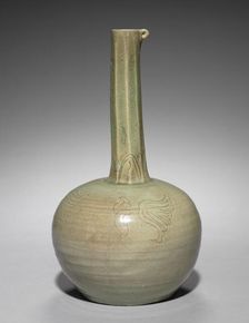 Long-necked Bottle with Incised Floral Design, 918-1392. Creator: Unknown