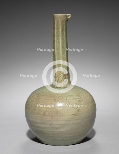 Long-necked Bottle with Incised Floral Design, 918-1392. Creator: Unknown.