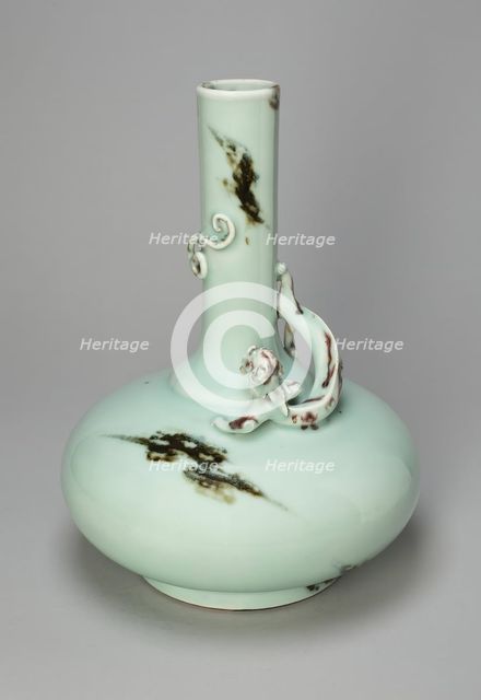 Long-Necked Vase with Encircling Dragon, Qing dynasty, Qianlong reign mark and period (1736-1795). Creator: Unknown.