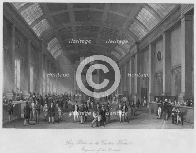 'Long Room in the Custom House. Payment of the Customs', c1841. Artist: Henry Melville.