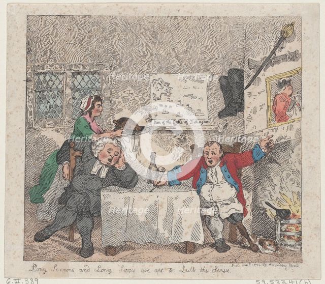 Long Sermons and Long Sieges are apt to Lull the Senses, February 11, 1783., February 11, 1783. Creator: Thomas Rowlandson.