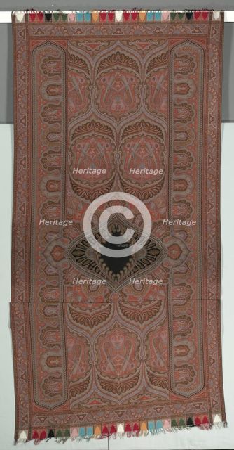 Long Shawl with Botehs, Black Center, and Lobed Arcades, 1855. Creator: Emile Frederic Herbert (French).