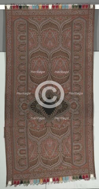 Long Shawl with Botehs, Black Center, and Lobed Arcades, 1855. Creator: Emile Frederic Herbert (French).