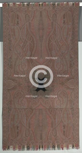Long Shawl with Large Symmetrical Botehs and Small Black Center, 1855-1862. Creator: Unknown.
