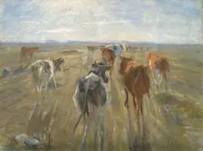 Long Shadows. Cattle on the Island of Saltholm, 1888-1892. Creator: Theodor Esbern Philipsen