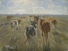 Long Shadows. Cattle on the Island of Saltholm, c. 1890. Artist: Philipsen, Theodor (1840-1920)