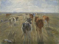 Long Shadows. Cattle on the Island of Saltholm, c. 1890. Artist: Philipsen, Theodor (1840-1920)