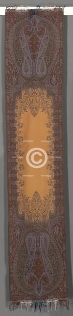 Long Stole with Botehs and Orange Center, 1850-1855. Creator: Unknown.