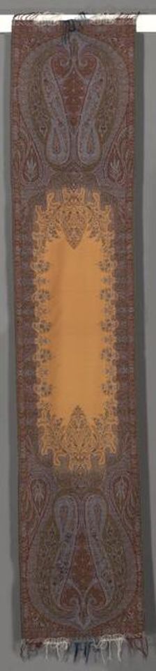 Long Stole with Botehs and Orange Center, 1850-1855. Creator: Unknown