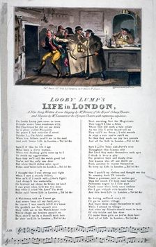 Looby Lump's life in London, a new song... 1822. Artist: George Cruikshank