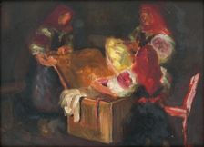 Looking through a hope chest, c1925. Creator: Stefan Straka