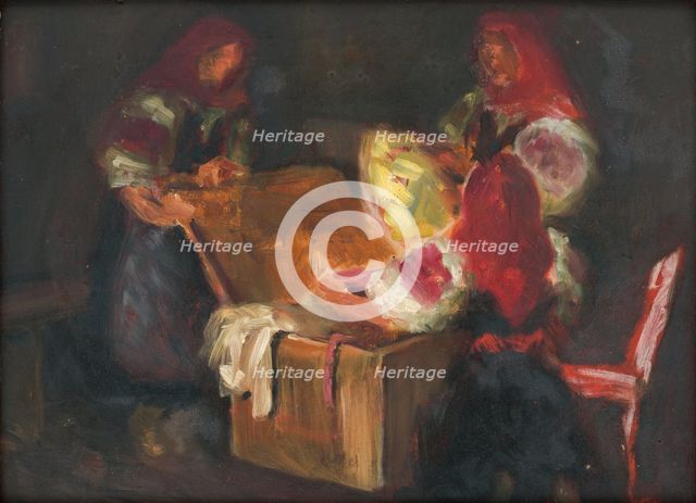 Looking through a hope chest, c1925. Creator: Stefan Straka.