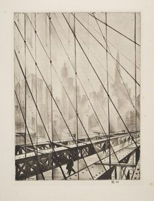 Looking Through Brooklyn Bridge, pub. 1921. Creator: Christopher Richard Wynne Nevinson (1889 – 1946)