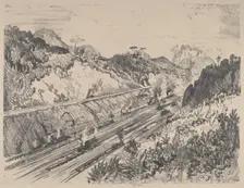 Looking up the Cut from Bas Obispo, 1912. Creator: Joseph Pennell