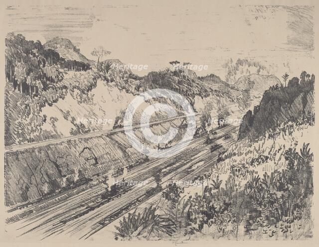 Looking up the Cut from Bas Obispo, 1912. Creator: Joseph Pennell.