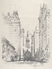 Looking up Broad Street from Spruce Street, 1912. Creator: Joseph Pennell