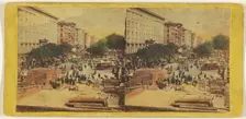 Looking up Broadway from the corner of Fulton st. showing ruins of Barnum's Museum, about 1864-1868. Creator: E. & H.T. Anthony