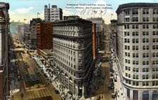 Looking up Market and Post Streets, San Francisco, California, USA, 1922