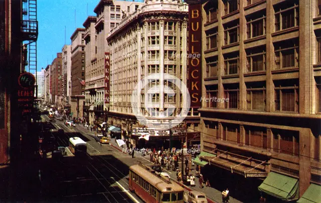 Looking west on 7th at Hill Street, Los Angeles, California, USA, 1953. Artist: Unknown