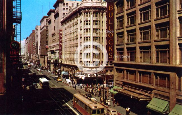 Looking west on 7th at Hill Street, Los Angeles, California, USA, 1953. Artist: Unknown