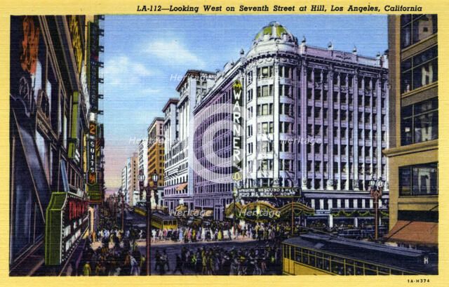 Looking west on 7th Street at Hill Street, Los Angeles, California, USA, 1931. Artist: Unknown