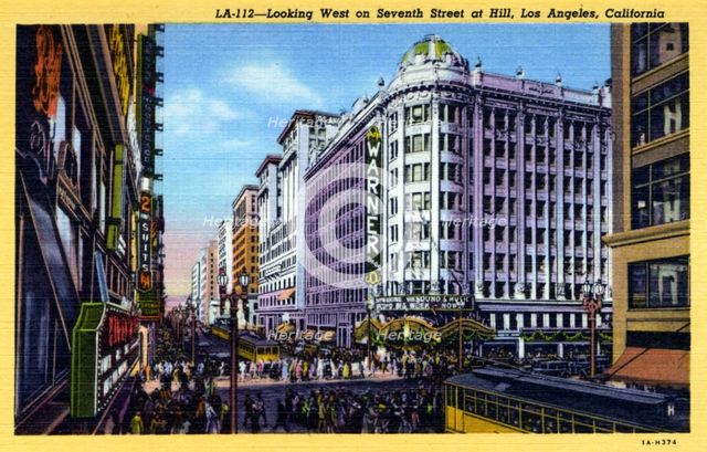 Looking west on 7th Street at Hill Street, Los Angeles, California, USA, 1931. Artist: Unknown