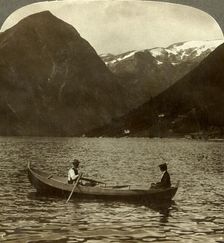 Looking across Essefjord from Tjugum to ice-covered Kjeipen, Norway c1905. Creator: Unknown