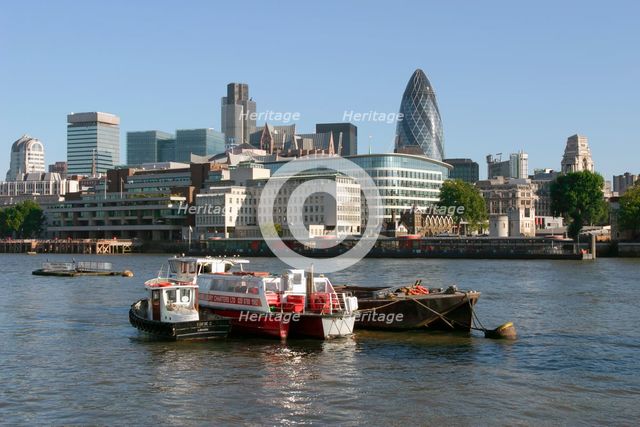 Looking across the Thames towards the City of London. Creator: Peter Thompson.