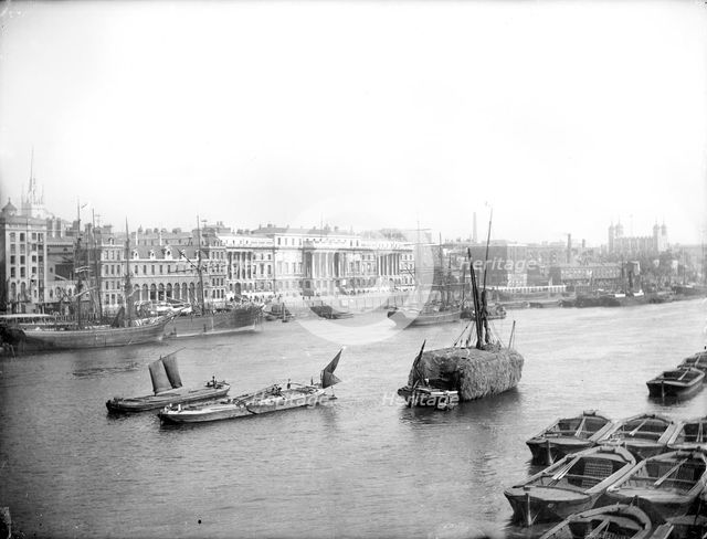 Looking across the Thames from Custom House, Lower Thames Street, City of London, GLA, 1880.  Creator: Henry Taunt.