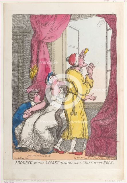 Looking at the Comet till You Get a Crick in the Neck, September 20, 1811., September 20, 1811. Creator: Thomas Rowlandson.
