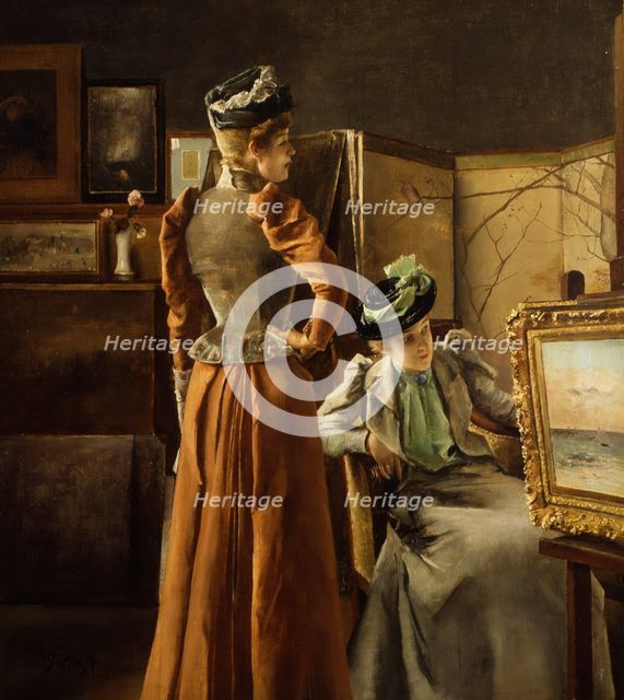 Looking at a Painting, 1891. Creator: Alfred Stevens.