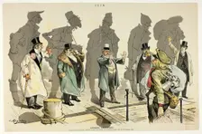 Looking Backward, from Puck, n.d. Creator: Joseph Keppler