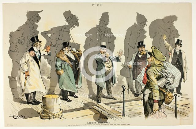 Looking Backward, from Puck, n.d. Creator: Joseph Keppler.