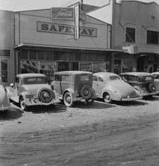Looking down main street of a frontier..., Tulelake, Siskiyou County, California, 1939. Creator: Dorothea Lange