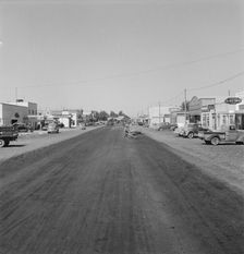 Looking down main street of a frontier..., Tulelake, Siskiyou County, California, 1939. Creator: Dorothea Lange