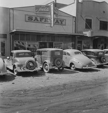 Looking down main street of a frontier..., Tulelake, Siskiyou County, California, 1939. Creator: Dorothea Lange