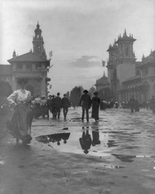 Looking down Midway after a rain, Pan American Exposition, Buffalo, NY, 1901. Creator: Frances Benjamin Johnston