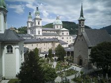 Looking down onto the Cathedral of Saints Rupert and Vergilius, Salzburg, Austria, 2022. Creator: Ethel Davies