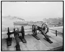Looking down from old fort, Mackinac Island, Mich., c1908. Creator: Unknown