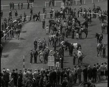 Looking Down Into One of the Enclosures at Goodwood Race Course in Sussex with Spectators..., 1939. Creator: British Pathe Ltd