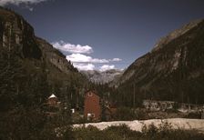 Looking down the valley toward Ouray from the Camp Bird Mine, Ouray County, Colorado, 1940. Creator: Russell Lee