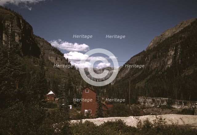 Looking down the valley toward Ouray from the Camp Bird Mine, Ouray County, Colorado, 1940. Creator: Russell Lee.