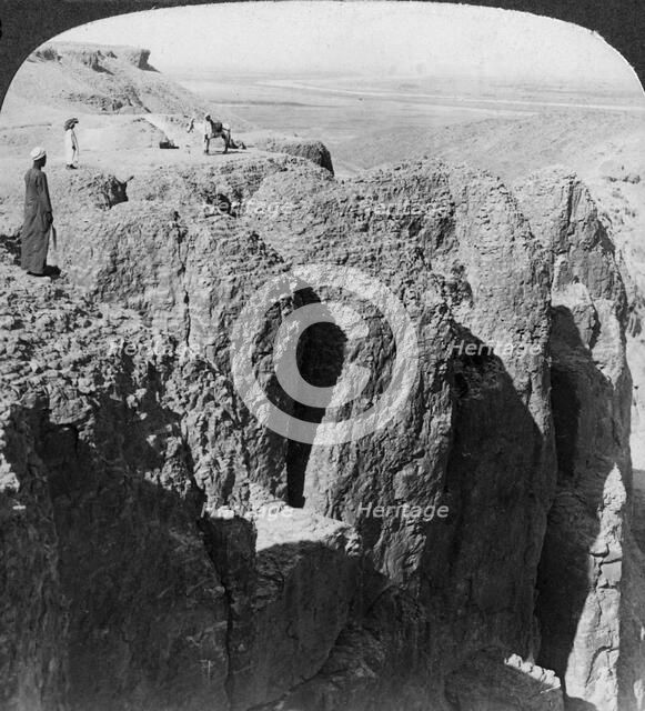 'Looking down the Nile from the western cilffs of Thebes, Egypt', 1905.Artist: Underwood & Underwood