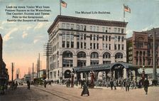 Looking down Yesler Way from Pioneer Square to the waterfront, Seattle, Washington, USA, 1911